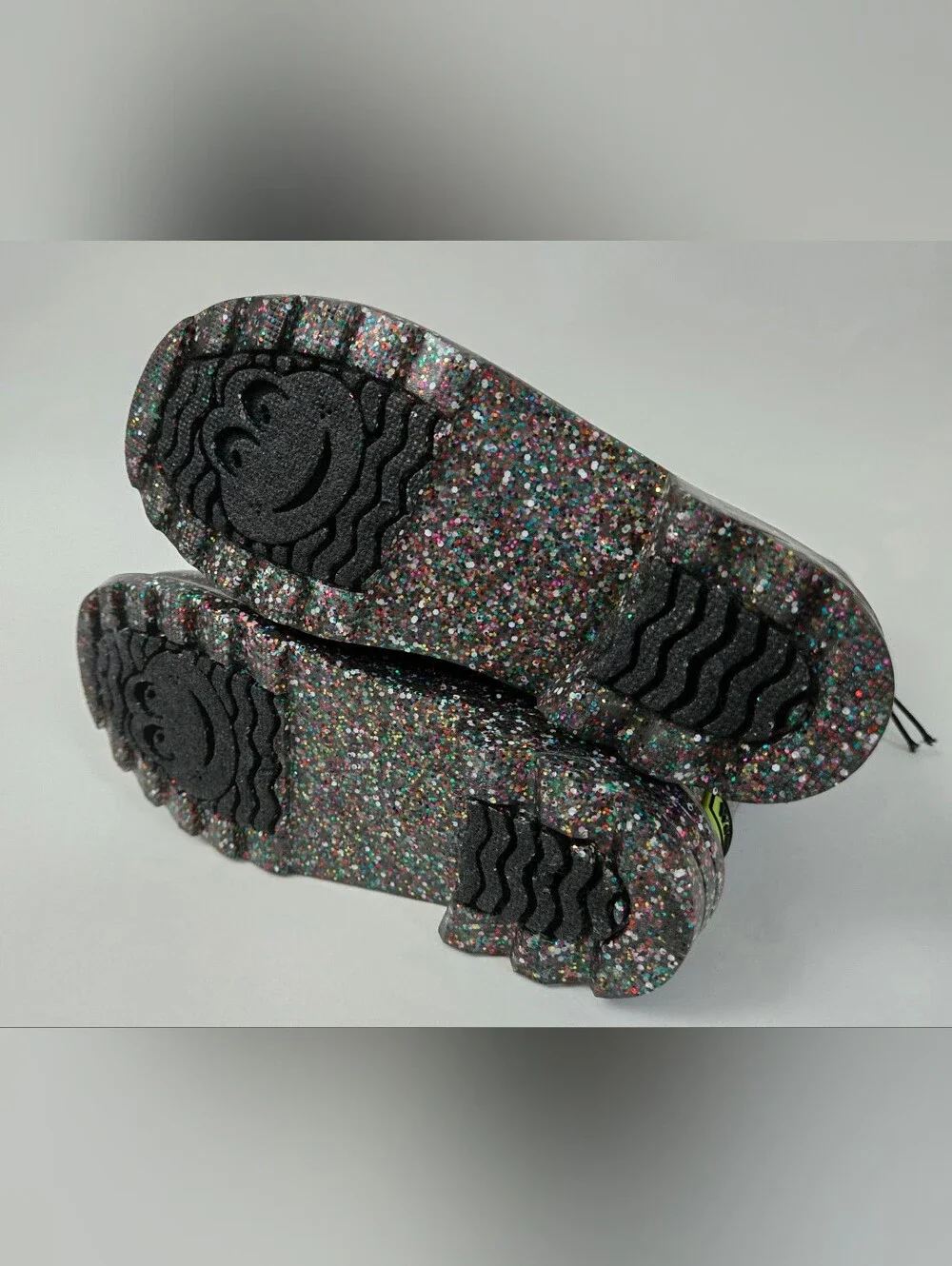 NEW Western Chief Kids Abby Black Glitter Rain Boots Light-Up Waterproof Size 11